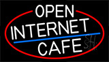 White Open Internet Cafe With Red Border Neon Sign