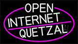White Open Internet Quetzal With Pink Border Neon Sign