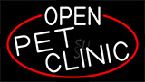 White Open Pet Clinic With Red Border Neon Sign