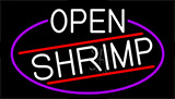 White Open Shrimp With Blue Border Neon Sign