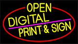 Yellow Open Digital Print And Sign With Red Border Neon Sign