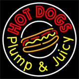 Double Stroke Hot Dogs Plump And Juicy Circle Neon Sign