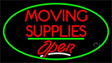 Moving Supplies Open Green Line Neon Sign
