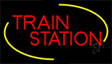 Red Train Station Neon Sign