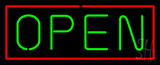 Open Horizontal Green Letters With Red Border Neon Sign