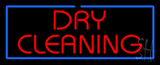Red Dry Cleaning Blue Border Neon Sign