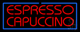 Red Espresso Cappuccino With Blue Border Neon Sign
