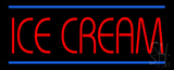 Red Ice Cream With Blue Lines Neon Sign
