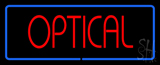 Red Optical Blue Border Neon Sign