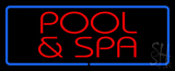 Red Pool And Spa Blue Border Neon Sign