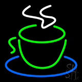 Green Coffee Cup Logo Neon Sign