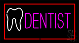 Pink Dentist White Tooth Red Border Animated Neon Sign