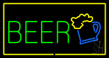 Beer Logo Rectangle Yellow Neon Sign