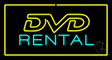 Dvd Rental Yellow Border Neon Sign