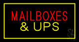 Mail Boxes And Ups Rectangle Yellow Neon Sign