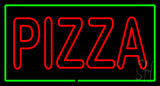 Double Stroke Red Pizza With Green Border Neon Sign