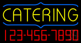 Yellow Catering With Phone Number Neon Sign