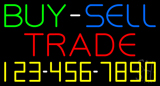 Multi Colored Buy Sell Trade With Phone Number Neon Sign