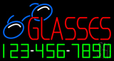 Red Glasses With Phone Number Neon Sign