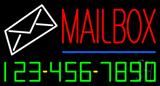 Mailbox Blue Line Phone Number Neon Sign