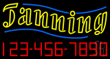 Double Stroke Yellow Tanning With Number Neon Sign