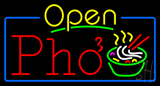 Yellow Open Pho With Blue Border Neon Sign