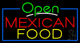 Open Mexican Food With Blue Border Neon Sign
