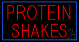 Red Protein Shakes With Blue Border Neon Sign