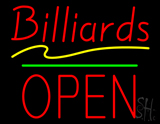 Billiards Block Open Green Line Neon Sign