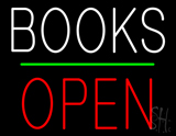 Books Block Open Green Line Neon Sign