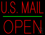 Us Mail Block Open Green Line Neon Sign