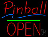 Pinball Open Block Green Line Neon Sign