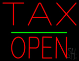 Red Tax Block Open Green Line Neon Sign