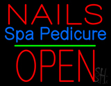 Nails Spa Pedicure Block Open Green Line Neon Sign