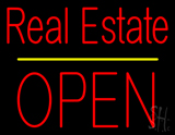 Real Estate Block Open Yellow Line Neon Sign