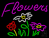 Pink Flowers Logo Neon Sign