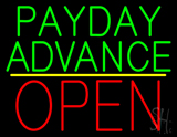 Green Payday Advance Yellow Line Block Open Neon Sign