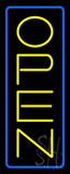 Open Vertical Yellow Letters With Blue Border Neon Sign