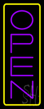 Open Vertical Purple Letters With Yellow Border Neon Sign