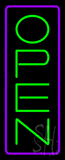 Open Vertical Green Letters With Purple Border Neon Sign