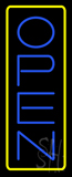 Open Vertical Blue Letters With Yellow Border Neon Sign