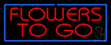 Red Flowers To Go Blue Border Neon Sign