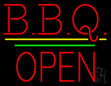 Bbq Block Open Green Line Neon Sign