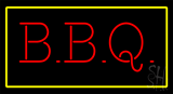 Yellow Border Red Bbq Animated Neon Sign