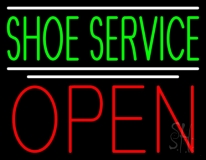 Green Shoe Service Open Neon Sign