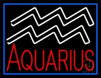 Aquarius Zodiac Blue Border Neon Sign