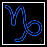 Blue Capricorn Logo White Border Neon Sign