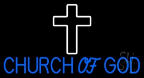 Blue Church Of God Neon Sign