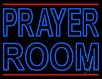Blue Prayer Room With Line Neon Sign
