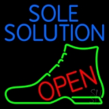 Blue Sole Solution Open Neon Sign